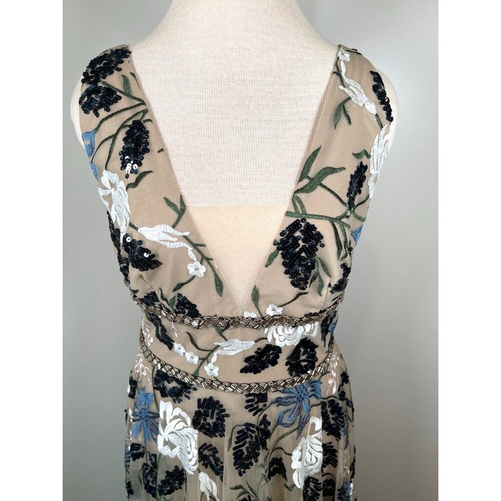 Bronx and Banco Tan Floral Maxi Dress with Black & White Embroidery - Picture 5 of 11